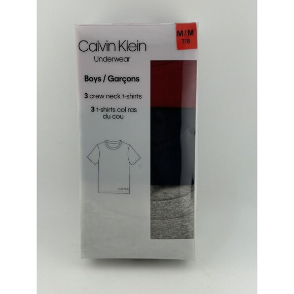 NEW SEALED - Calvin Klein Boys Size Medium Set of 3 Crew Neck T-Shirts - Picture 1 of 7